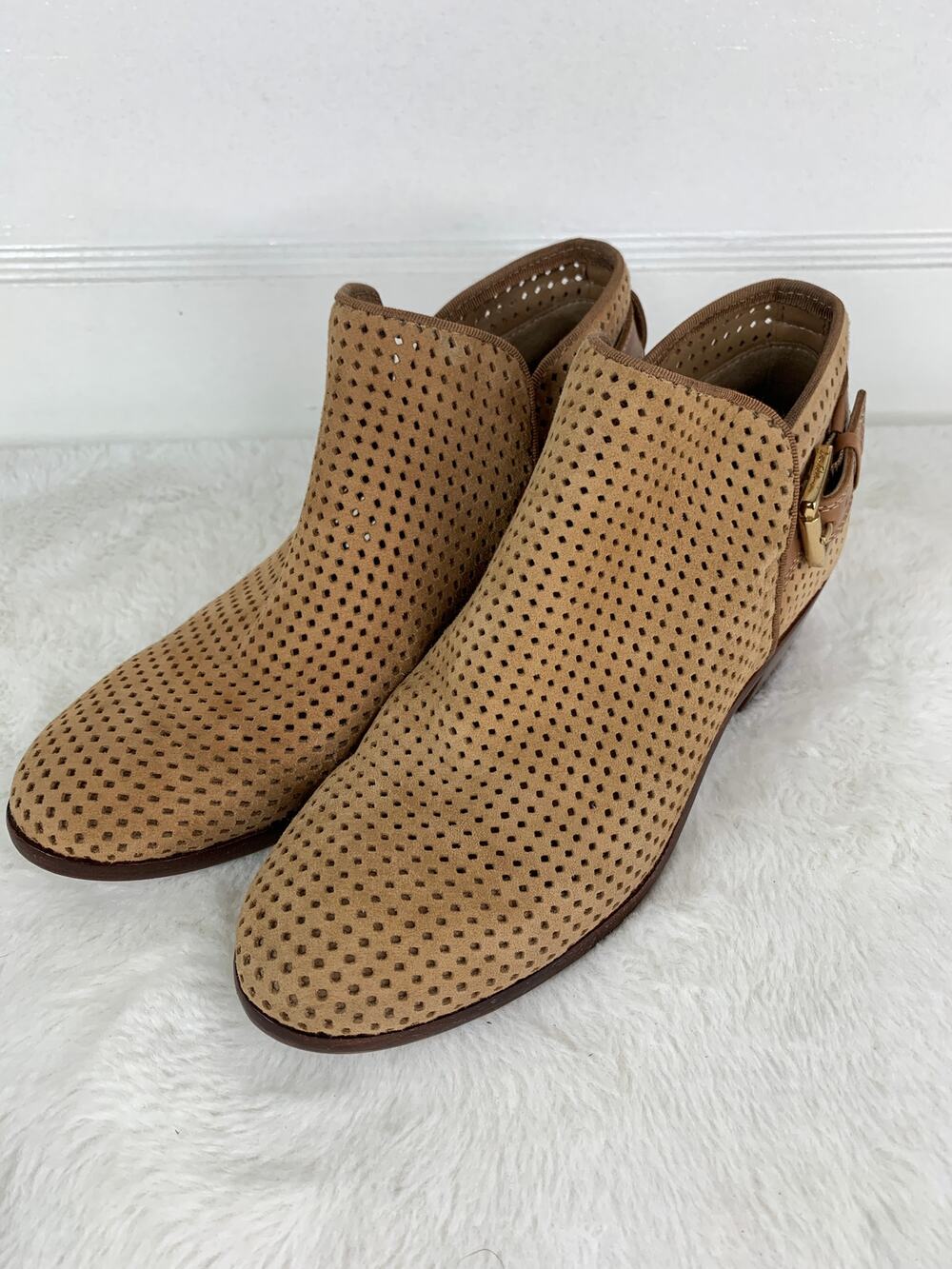 Sam Edelman Paula Perforated Leather Buckle Ankle Western Boots Size 5M